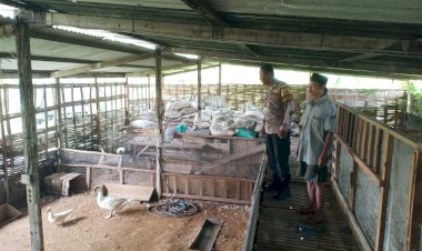 Bhabinkamtibmas-Kenongo-Cek-Lahan-Ketahanan-Pangan-Peternakan-Unggas-Dukung-Program-Asta-Cita-Presiden