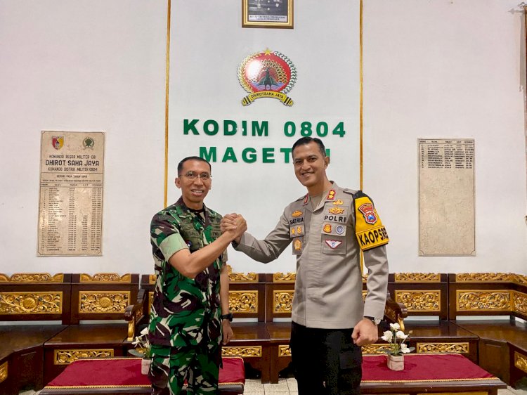 Sinergitas TNI-Polri Kapolres Magetan dan Dandim Jalin Silaturahmi Siap Kawal Pilkada 2024