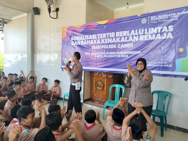 Cegah Kenakalan Remaja, Polsek Candi Berikan Sosialisasi Tertib Lalu Lintas